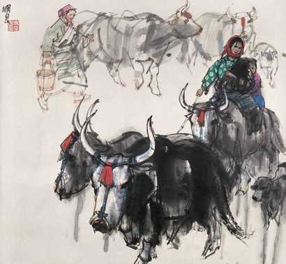 史国良 牧牛图 镜心